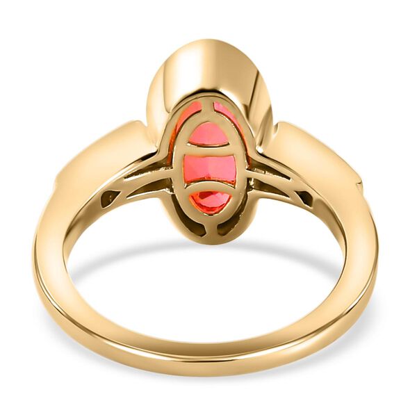 Padparadscha Triplette Quarz und weißer Zirkon-Ring, 925 Silber vergoldet (Größe 21.00) ca. 2.33 ct image number 6