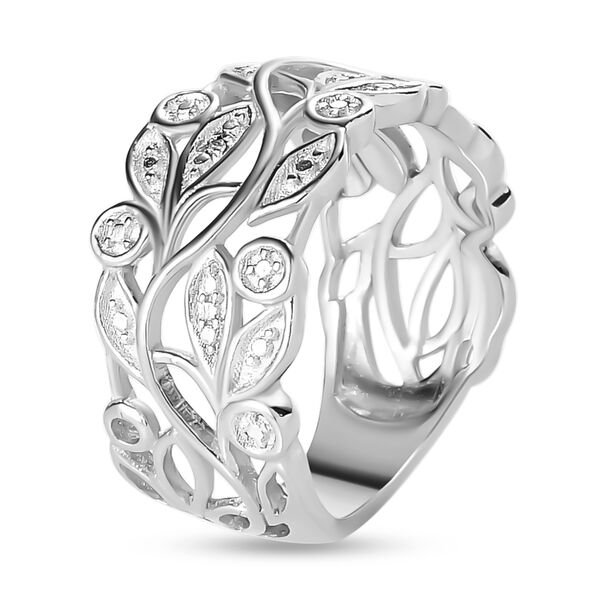 ALLORO platinierter Silberring mit Diamantakzenten image number 5