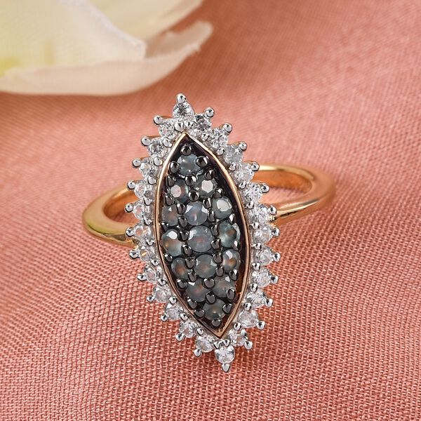 Alexandrit und Zirkon Cluster Ring 925 Silber Gelbgold Vermeil image number 2