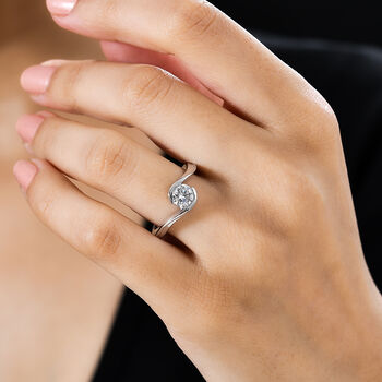 Moissanit Ring, 925 Silber rhodiniert - 0,76 ct.