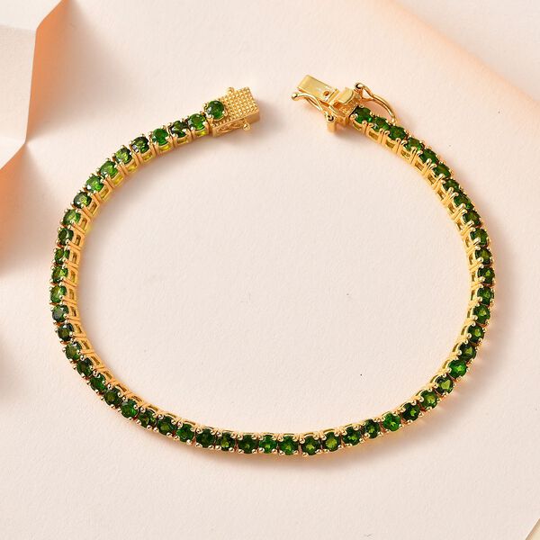 Natürlicher Chromdiopsid Armband ca. 20 cm 925 Silber vergoldet ca. 7.66 ct image number 2