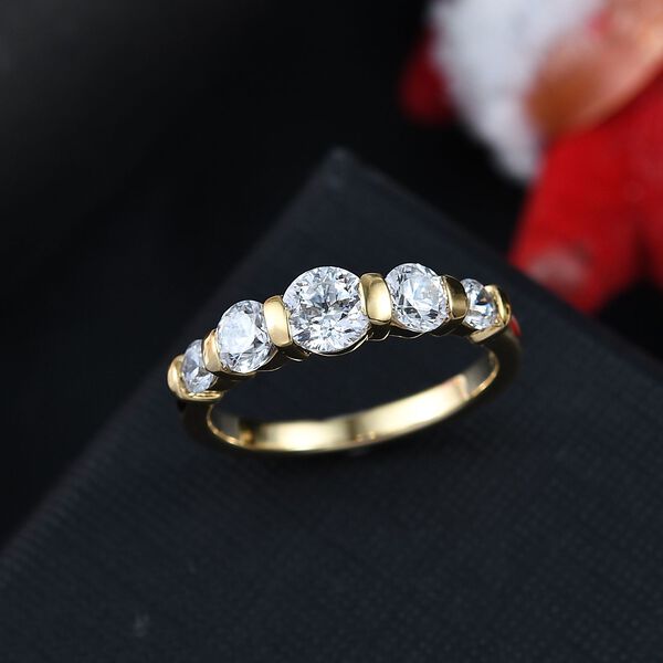 J Francis gefertigt mit SWAROVSKI- Swarovski Zirkonia Ring, 925 Silber 750 Gelbgold Vermeil image number 2