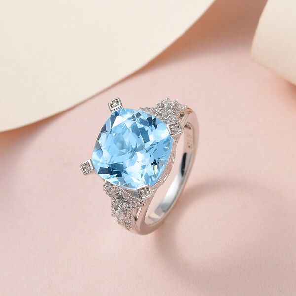 GP Bella Italia Kollektion - Himmelblauer Topas, Zirkon und blauer Saphir-Ring - 8,96 ct. image number 2