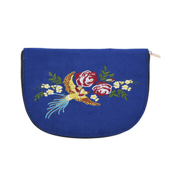 Schmuck Organizer mit besticktem Muster, Blau