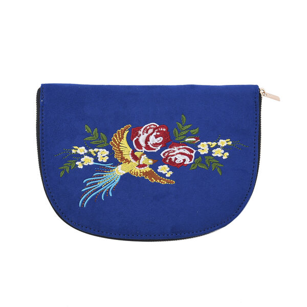 Schmuckm&auml;ppchen mit besticktem Ph&ouml;nix- und Blumenmuster, Dunkelblau