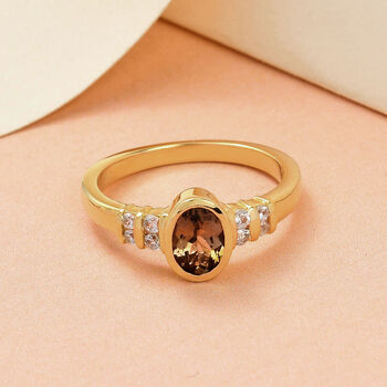 Nat&uuml;rlicher, goldener Tansanit und Zirkon-Ring - 1,02 ct.