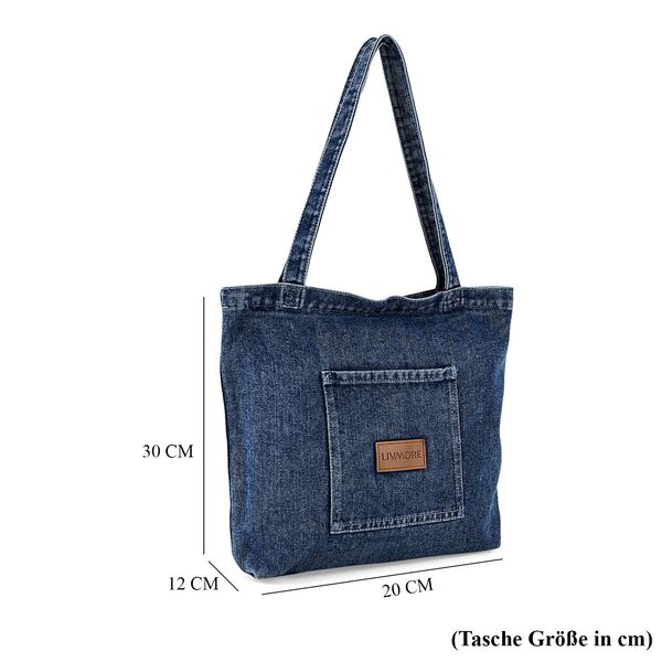 LIVMORE Shopper Tasche mit Rei&szlig;verschlussfach und Innenfach 42 x 34 x 8 cm Dunkelblau image number 8