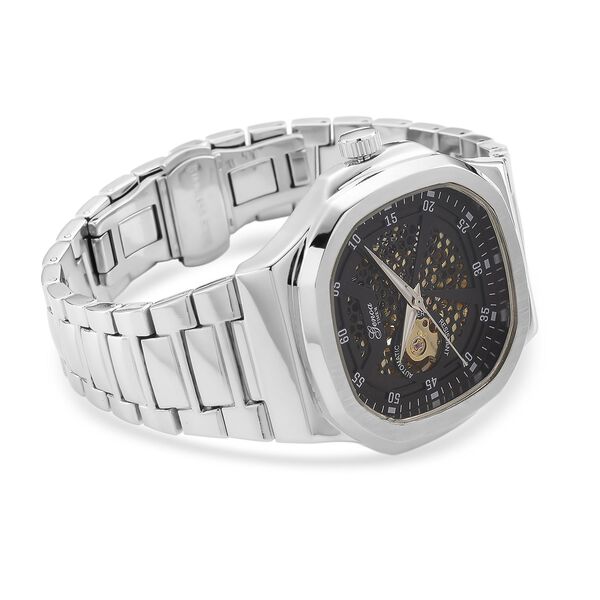 GENOA - Automatikuhr mit Skelett-Design, Edelstahlarmband, 3ATM wasserdicht, Schwarzes Zifferblatt, ca. 22 cm image number 5