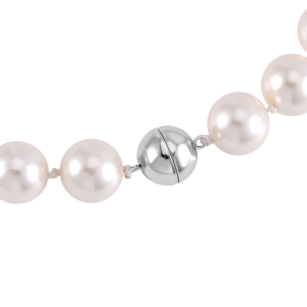 Wei&szlig;e Muschelkernperle Halskette ca. 50 cm Reiner Edelstahl image number 4