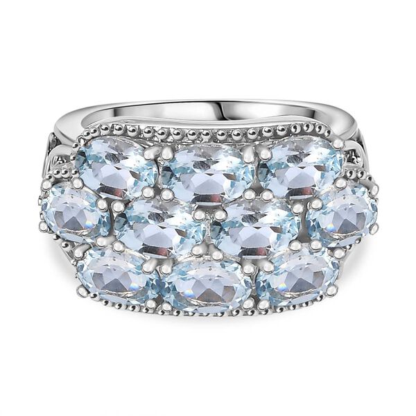 Himmelblauer Topas Ring Edelstahl (Gr&ouml;&szlig;e 17.00) ca. 5,49 ct