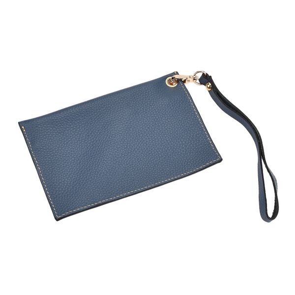 2er-Set Echtleder-Shopper, stilvolle Handtaschen mit passendem Rei&szlig;verschluss-Etui, Blau image number 8