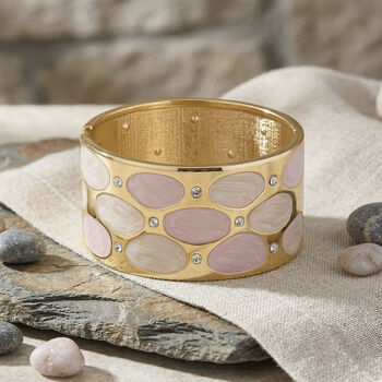 Wei&szlig;er Kristall Armreif ca. 17 cm emailliert