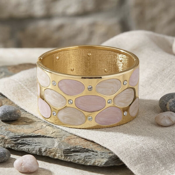 Wei&szlig;er Kristall Armreif ca. 17 cm emailliert image number 2