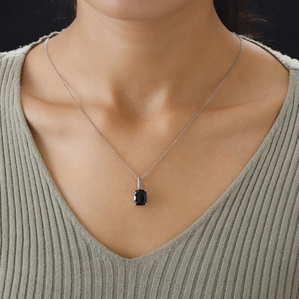 Schwarzer Turmalin und Zirkon Anhänger 925 Silber platiniert ca. 4,16 ct image number 2