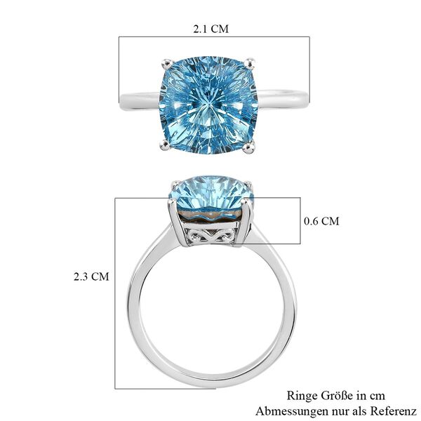 LUSTRO STELLA Österreichischer Aquamarin Kristall Solitär Ring 925 Silber Platin-Überzug image number 6