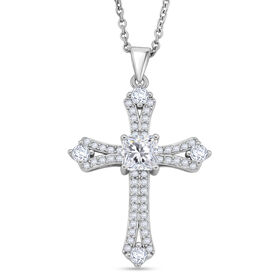 Weißer Zirkonia Schmuckset ca. 50 cm Nickelfreies Messing rhodiniert und Edelstahl