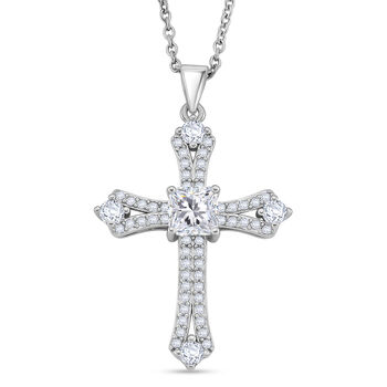 Wei&szlig;er Zirkonia Schmuckset ca. 50 cm Nickelfreies Messing rhodiniert und Edelstahl