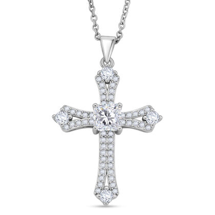 Wei&szlig;er Zirkonia Schmuckset ca. 50 cm Nickelfreies Messing rhodiniert und Edelstahl