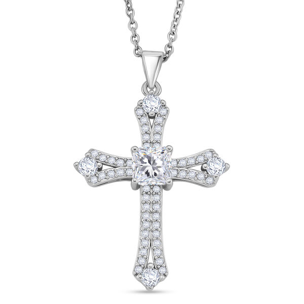 Weißer Zirkonia Schmuckset ca. 50 cm Nickelfreies Messing rhodiniert und Edelstahl image number 0