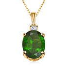 AAA Natürlicher Chromdiopsid, Weißer Diamant Schmuckset 417 Gold ca. 2,65 ct.