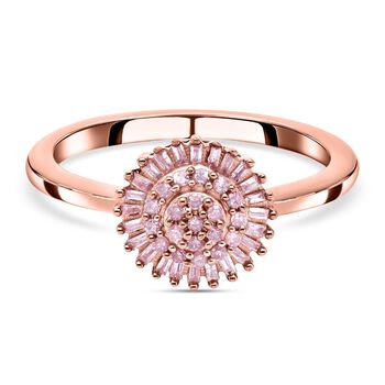 Nat&uuml;rlicher, rosa Diamant-Ring, 925 Silber Ros&eacute;gold Vermeil (Gr&ouml;&szlig;e 16.00) ca. 0,25 ct