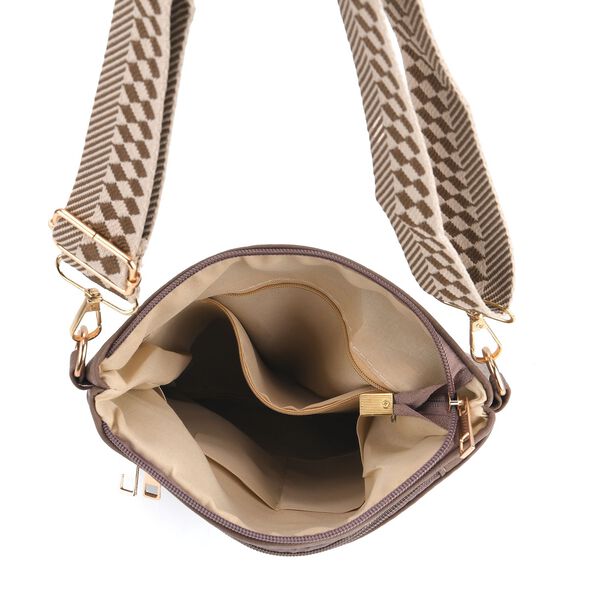 Umhängetasche aus feinem Lederimitat mit mehreren Taschen, Einheitsgröße, Kaffeebraun image number 6