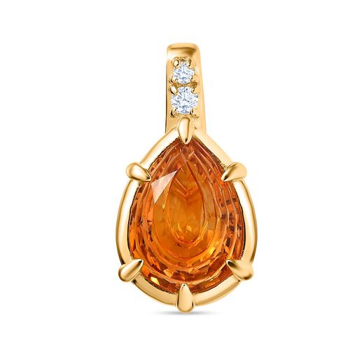 AA Serra Gaucha Citrin, Weißer Zirkon Anhänger 925 Silber Gelbgold Vermeil ca. 4.49 ct image number 0