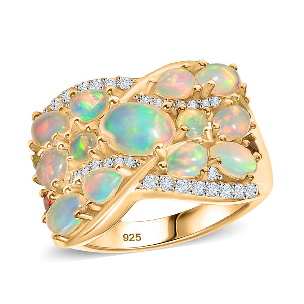 AA nat&uuml;rlicher, &auml;thiopischer Welo Opal, Multi-Turmalin und Zirkon Ring - 2,52 ct. image number 4