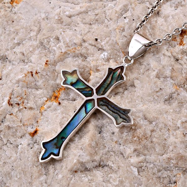 Royal Bali Kollektion- Abalone Muschel Kreuz Anh&auml;nger image number 1