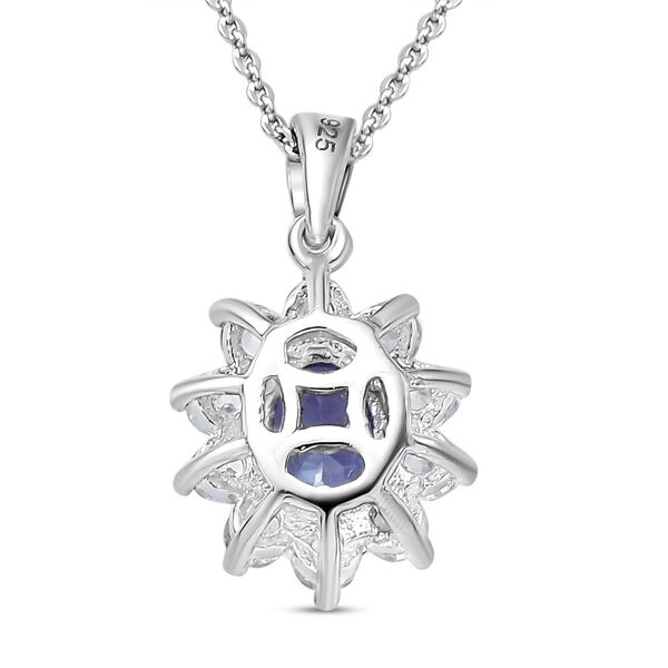 Tansanit und wei&szlig;er Zirkon-Anh&auml;nger mit Kette - 1,69 ct. image number 5