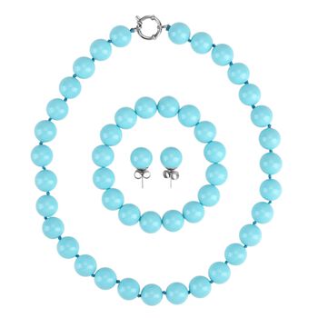 3er-Set Sleeping Beauty t&uuml;rkisfarbenes Muschelkernperle Schmuckset