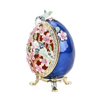 LIVMORE Ei-Design Schmuckdose, 5x5x8,2cm, Marineblau