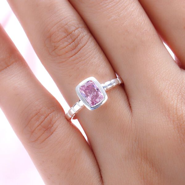 Rosa Zirkonia-Solit&auml;r-Ring in Silber, 2,46 ct. image number 3