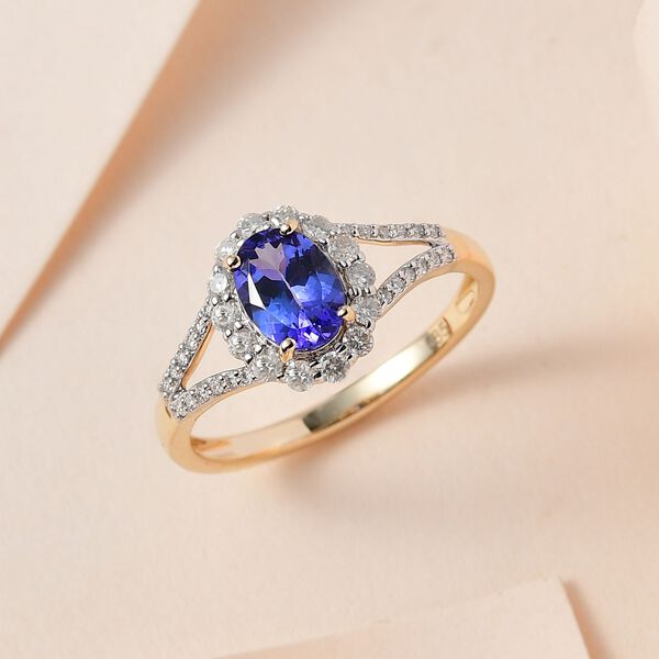 AAA Tansanit und Diamant Ring in 585 Gelbgold - 1,44 ct. image number 2