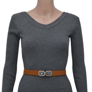 Modischer G&uuml;rtel mit Metallschnalle, Gr&ouml;&szlig;e 4x75 cm, gewebt, Kamel