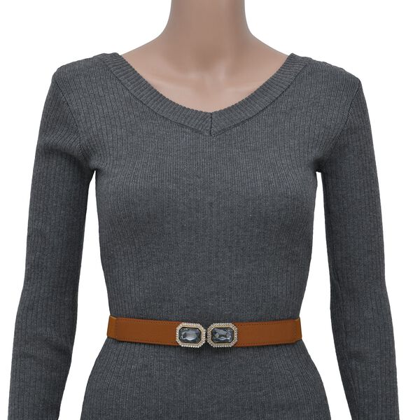 Modischer G&uuml;rtel mit Metallschnalle, Gr&ouml;&szlig;e 4x75 cm, gewebt, Kamel