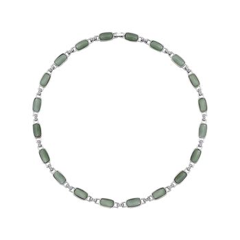 Gr&uuml;ner Aventurin, Wei&szlig;er Kristall Halskette mit magnetischem Verschluss ca. 50 cm