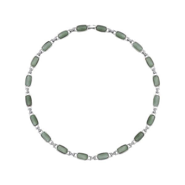 Gr&uuml;ner Aventurin, Wei&szlig;er Kristall Halskette mit magnetischem Verschluss ca. 50 cm image number 3