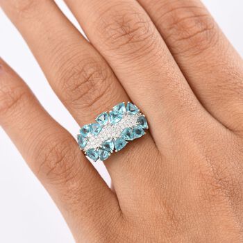 D'Joy AA Betroka blauer Apatit und Moissanit Ring - 2,80 ct.