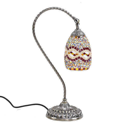 Handgefertigte orientalische Mosaik Glas Tischlampe - Lampenschirm Form, Größe 15x15x50 cm, Orange-Rot image number 0