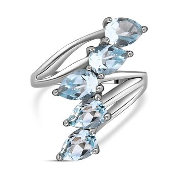 Himmelblauer Topas-Ring, (Gr&ouml;&szlig;e 16.00) Edelstahl, ca. 4,20 ct