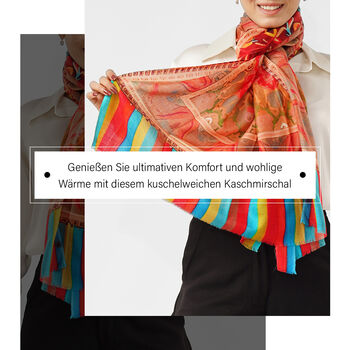 LA MAREY Schal aus 100% Premium-Kaschmir mit Digitaldruck, 70x200 cm, Paisley