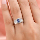 Tansanit und Zirkon Ring 925 Silber platiniert  ca. 0,84 ct image number 2