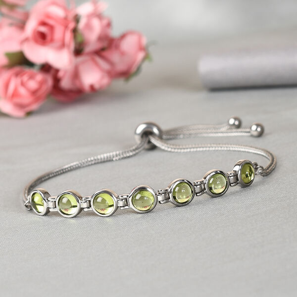 Nat&uuml;rliches Peridot Bolo-Armband, ca. 16-26 cm, Edelstahl ca. 5,50 ct image number 2