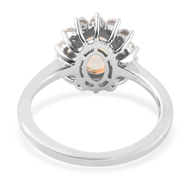 Nat&uuml;rlicher &Auml;thiopischer Opal und Zirkon Halo Ring 925 Silber Platin-&Uuml;berzug image number 5