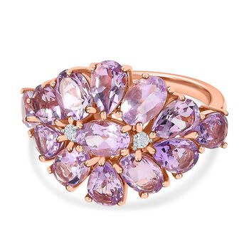 Rose de France Amethyst Ring, 925 Silber ros&eacute;vergoldet (Gr&ouml;&szlig;e 17.00) ca. 5.05 ct