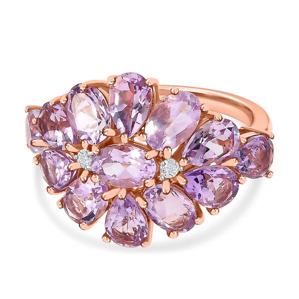 Rose de France Amethyst Ring, 925 Silber ros&eacute;vergoldet (Gr&ouml;&szlig;e 17.00) ca. 5.05 ct