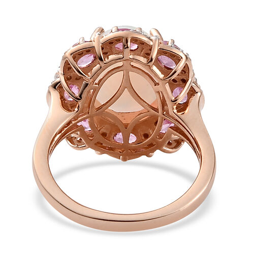 Natürlicher Äthiopischer Opal und Fissure gefüllt Rosa Saphir Ring 925 Silber Rosegold Vermeil image number 5