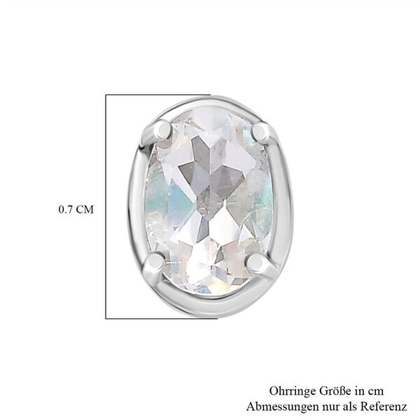 D joy AAA Premium Malagasy Regenbogen Mondstein Star Glimmer Ohrringe 925 Silber platiniert ca. 0.90 ct image number 5