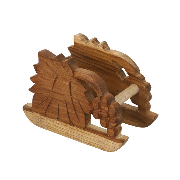 Untersetzer mit handgeschnitztem St&auml;nder aus Teakholz, Gr&ouml;&szlig;e 12,7x12,7x7,6 cm, Braun image number 2